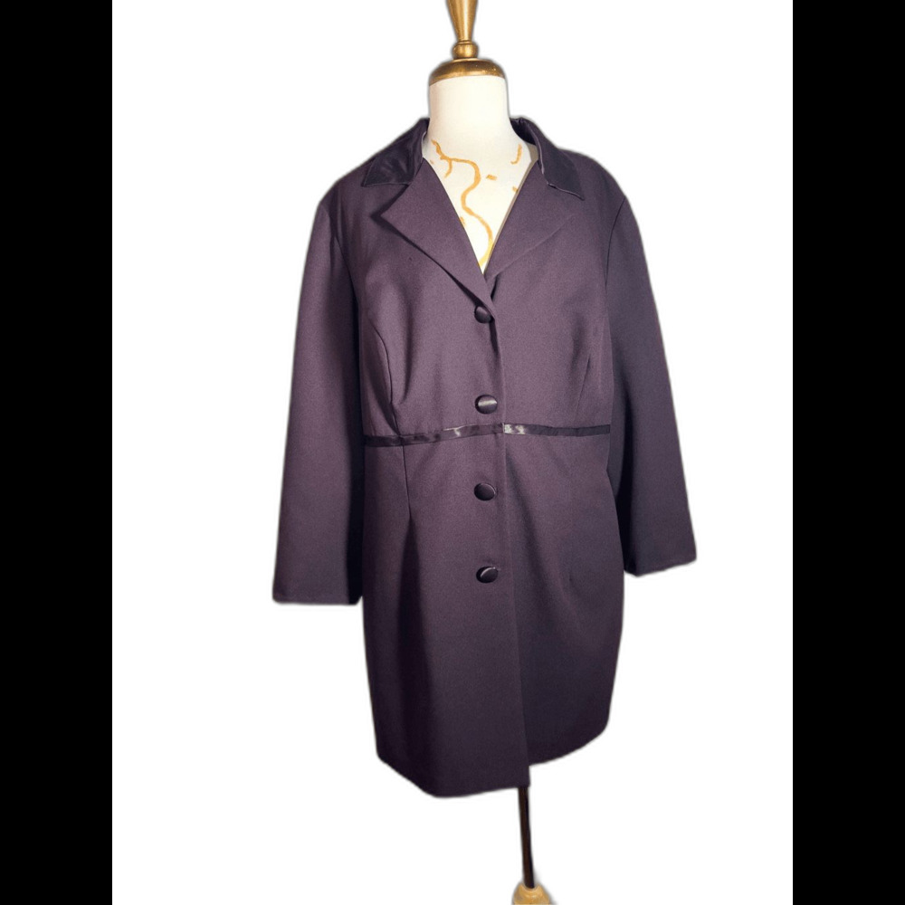 Vintage Dress Size XL 80's Rich Purple Corporate Chic Workwear Aesthetic Dress